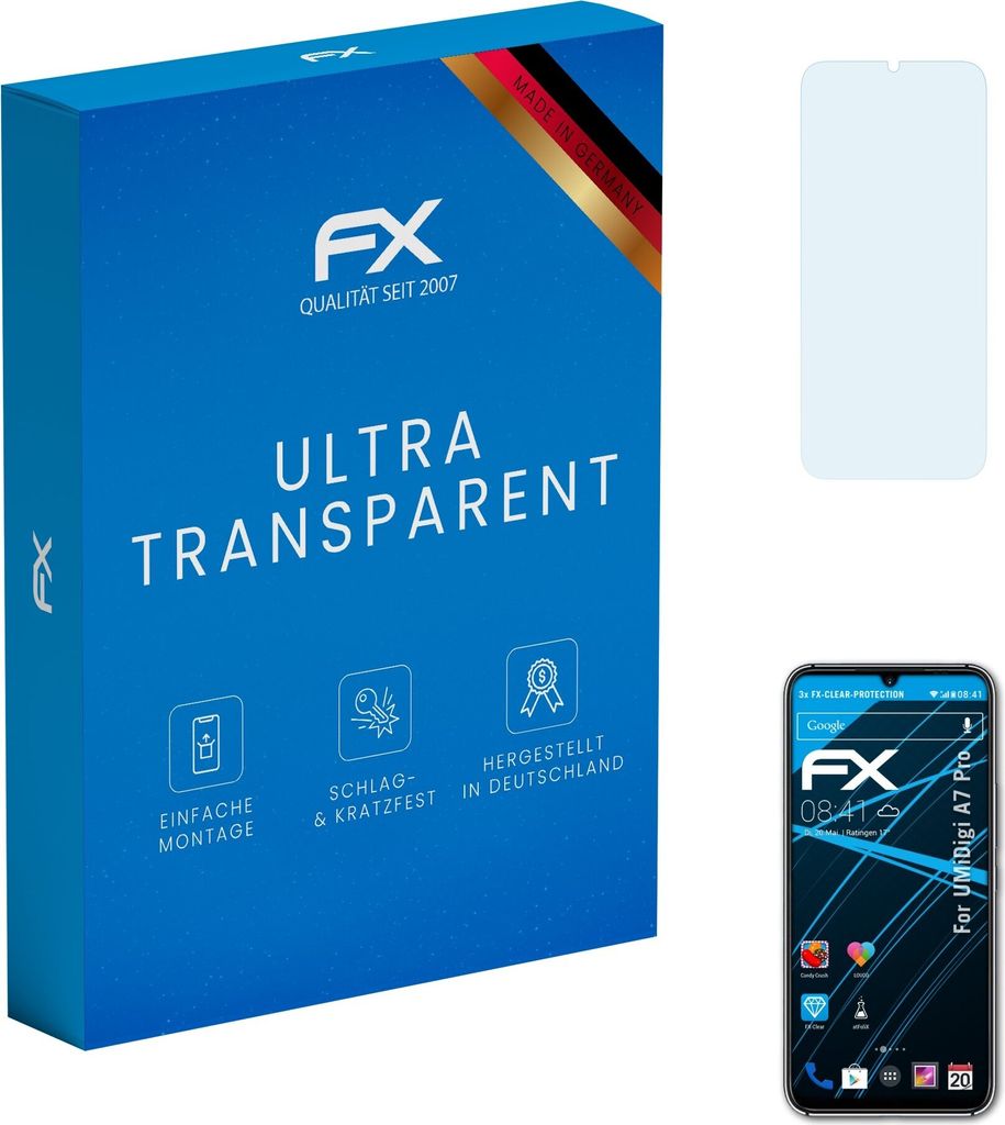 atFoliX FX-Clear 3x Schutzfolie kompatibel mit UMiDigi A7 Pro Displayschutzfolie
