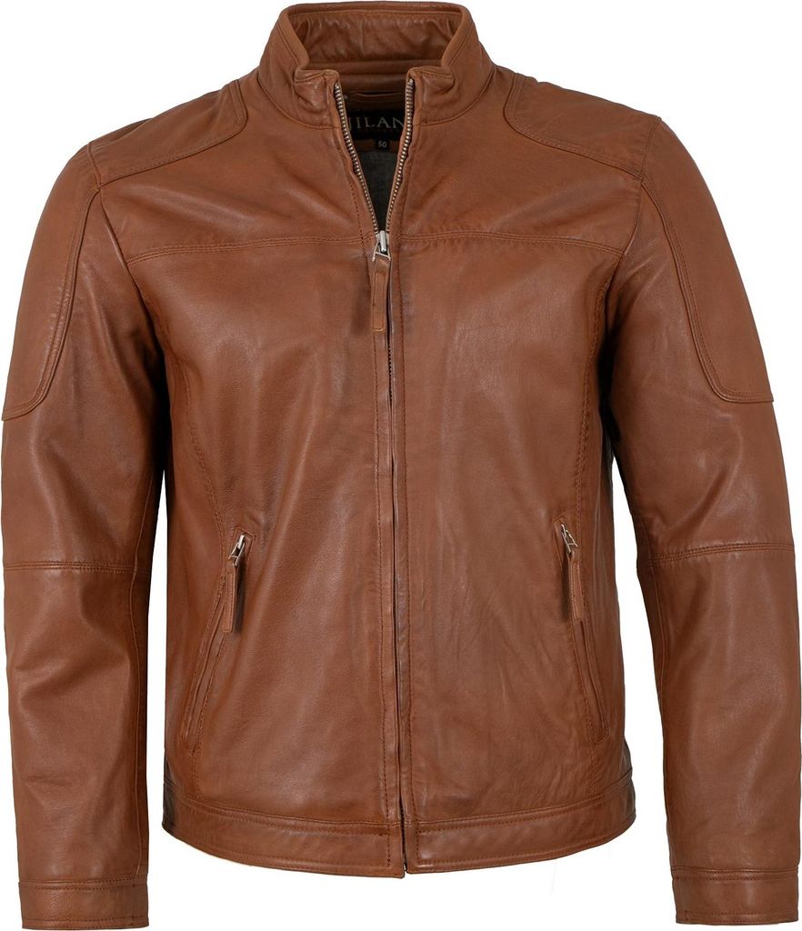 Jilani - Herren Lederjacke Lammnappa cognac : 58