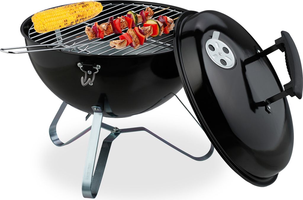 Relaxdays Kugelgrill, tragbar, Ø 37 cm, Picknickgrill für Produktbild 