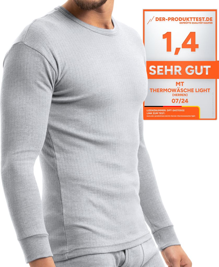 Leichtes Ski- und Thermounterhemd für Herren – Langarm-Winterunterwäsche – Hellgrau
