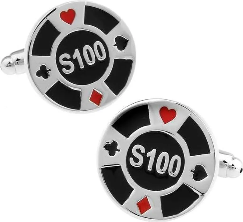 Boutons de manchette jeton de poker pour cadeau mariage et soirée
