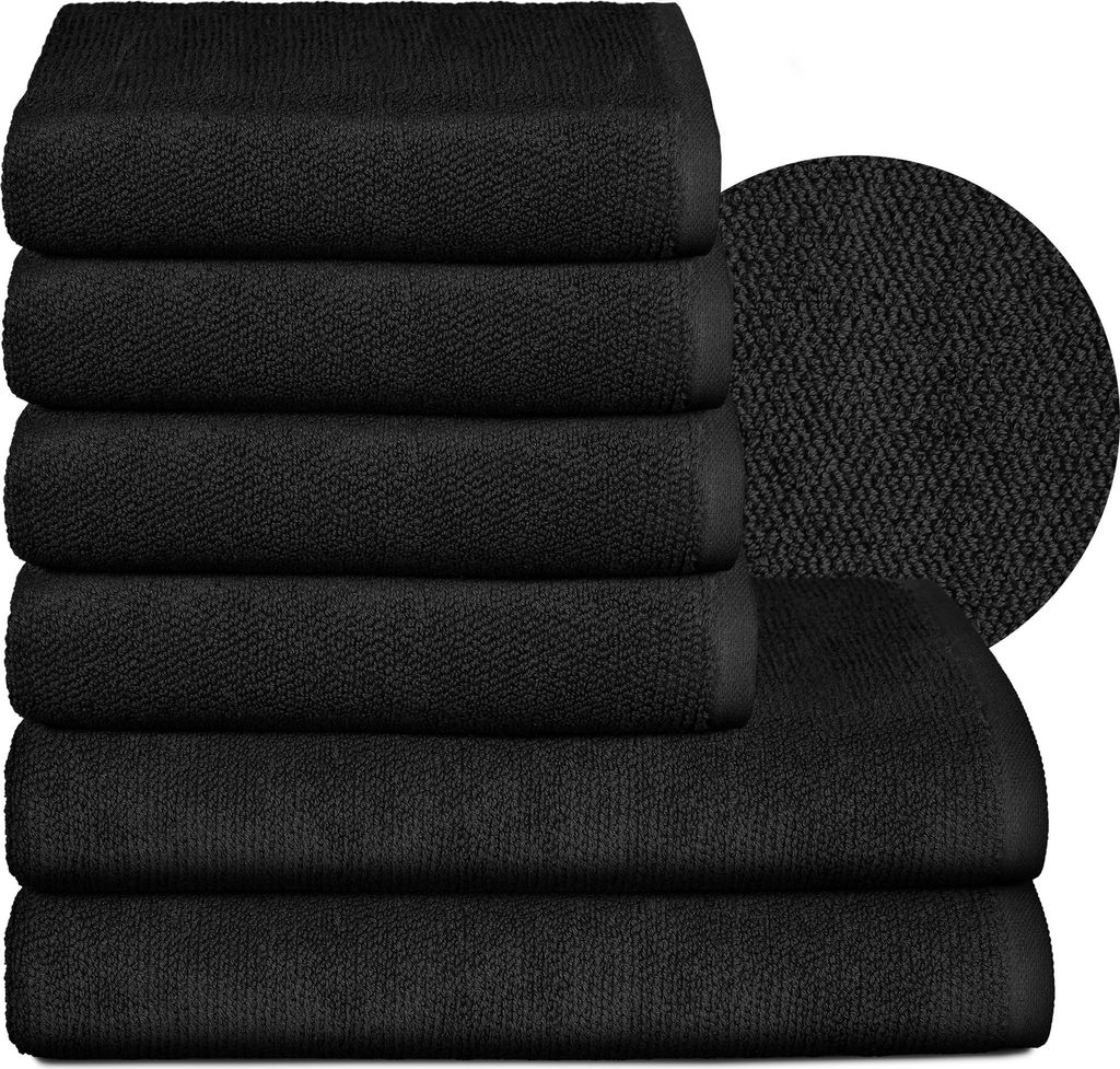 BEAUTEX Handtuch-Set Premium Frottier Sets, Europe, 100% Baumwolle 550g/m², Oeko-TEX ,Schwarz,Set: 4 Hand-, 2 Badetücher