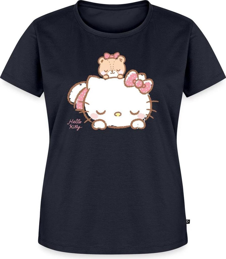 Spreadshirt Hello Kitty Mit Teddy Auf Dem Rücken Frauen Premium T-Shirt, 5XL, Navy