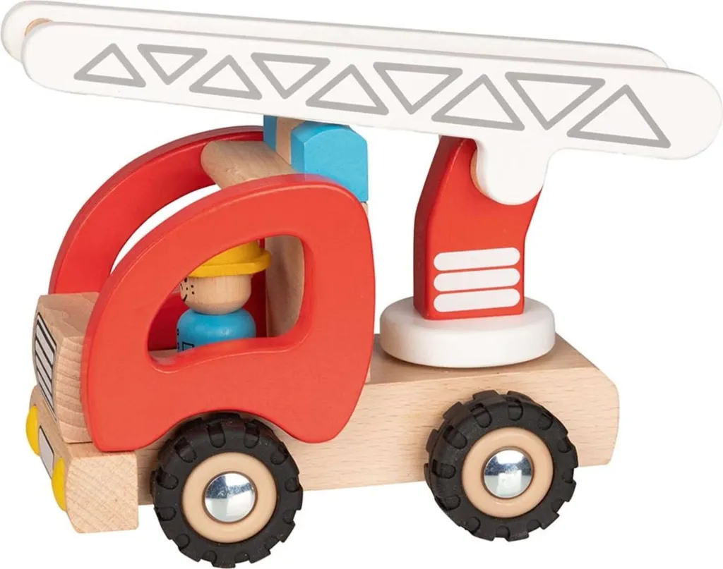 Camion de Pompier Goki Incassable en Bois pour Enfant Agité de 3 Ans
