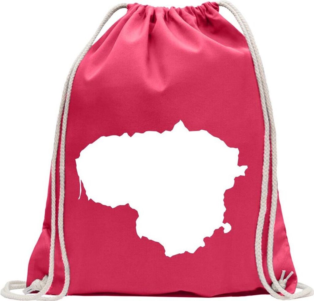 Kiwistar - Turnbeutel - pink - Litauen Umriss Kontur - Fun Rucksack Sport Beutel Gymsack Baumwolle mit Ziehgurt