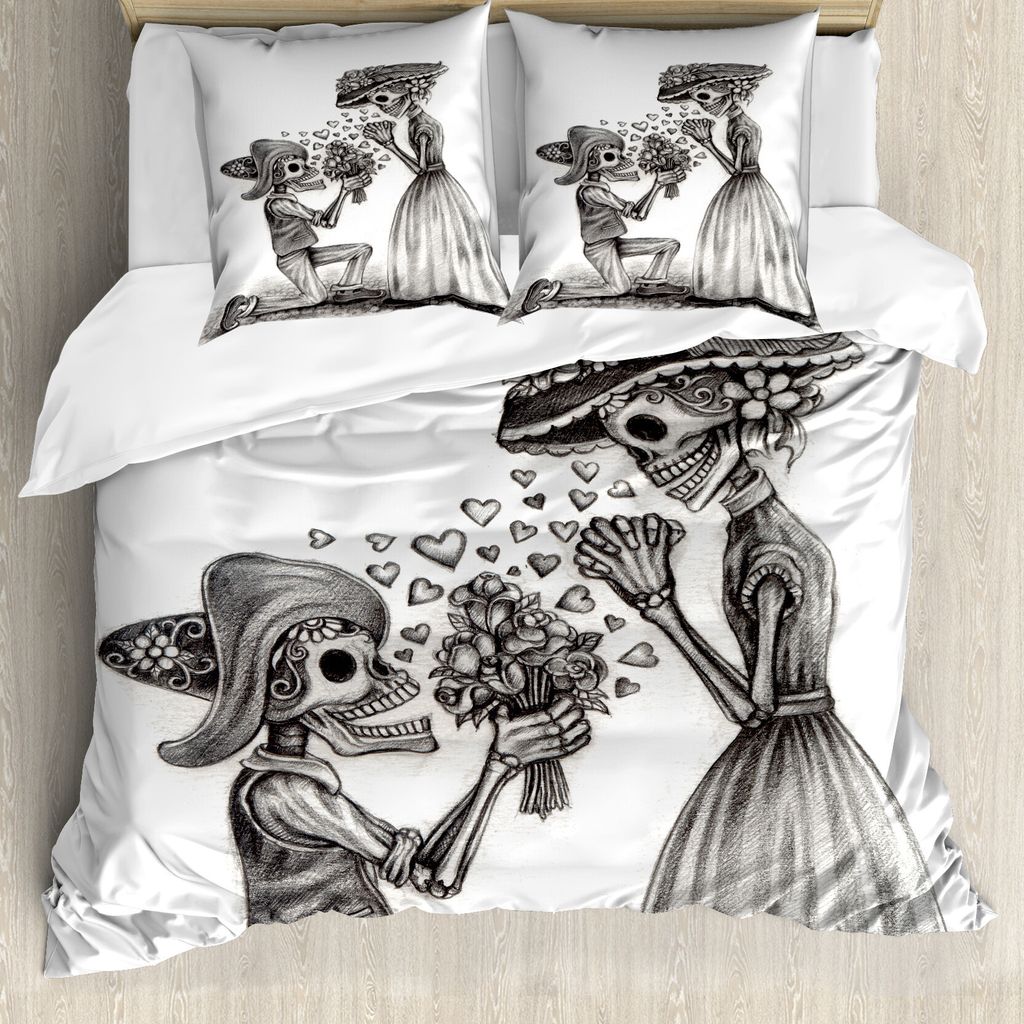 ABAKUHAUS Romantik Bettbezugs Set Für Doppelbetten, Festliche Hochzeit, Milbensicher Allergiker geeignet mit Kissenbezügen, Weiß