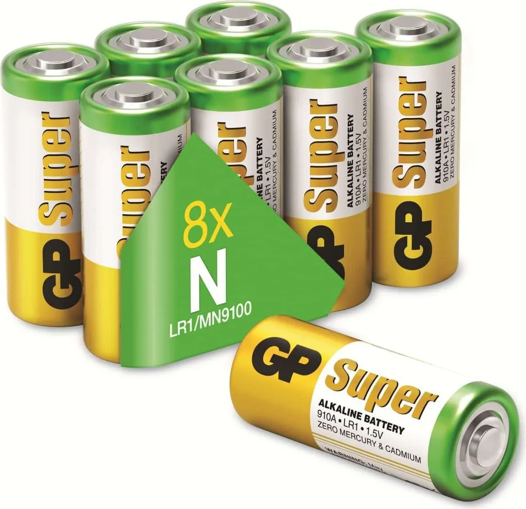 GP Super Alkaline N LR1 1,5V - Pack de 8 Piles Lady GP910A pour Appareils
