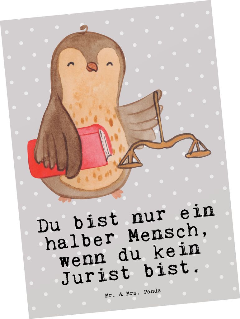 Mr. & Mrs. Panda Grußkarte Jurist Herz - Grau Pastell - Geschenk, Postkarten, Spruch, Fotokarte, Master Of Laws, Postkarte, Ansichtskarten, Ansich...