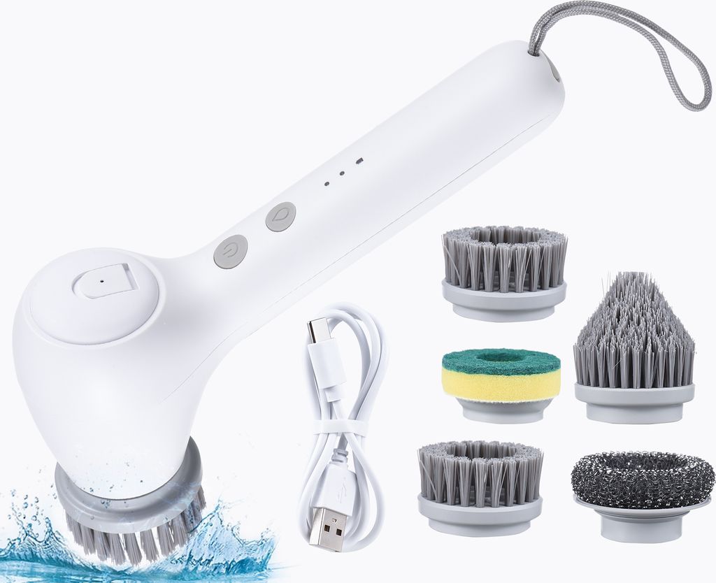 Aoresac kabelloser elektrischer Schleuderschrubber, tragbarer Hand-Power-Schrubber wiederaufladbarer USB-C-Badschrubber fuer die Reinigung von Wann...