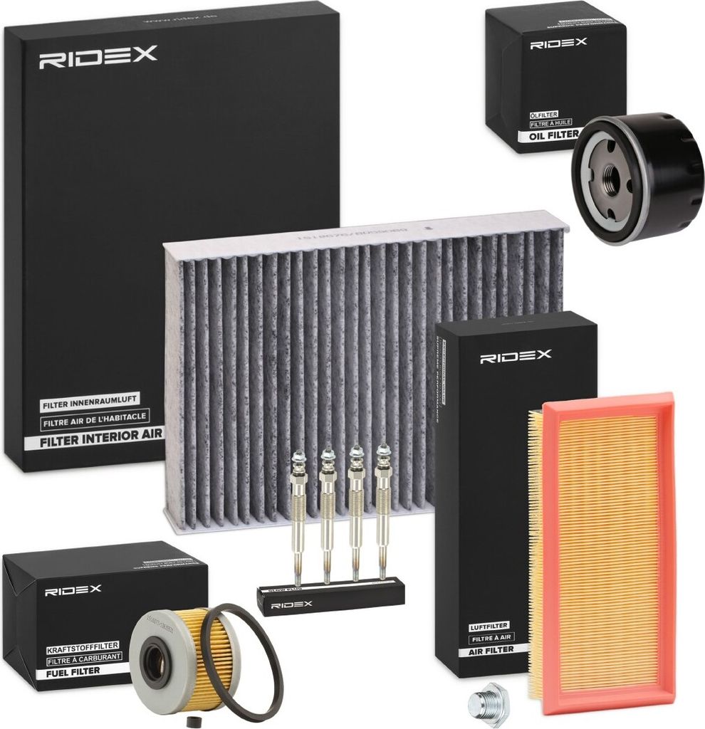 RIDEX Inspektionspaket Filterset für RENAULT CLIO II (BB0/1/2, CB0/1/2) KANGOO (KC0/1) KANGOO Express (FC0/1) MEGANE I (BA0/1) MEGANE I Classic