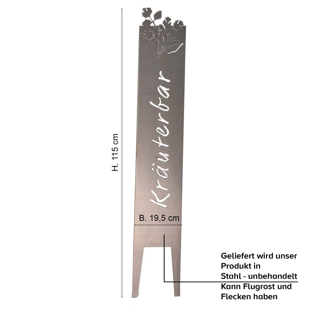 UNUS® Gartenschild Kräuterbar Gartenstecker Kräutergarten Produktbild 2