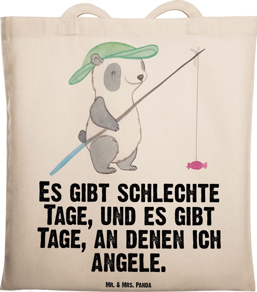 Mr. & Mrs. Panda Schultasche Panda Angeln - Transparent - Geschenk, Angelsport, Angelverein, Einkaufstasche, Jutebeutel, Tasche, Laptoptasche, gehe...