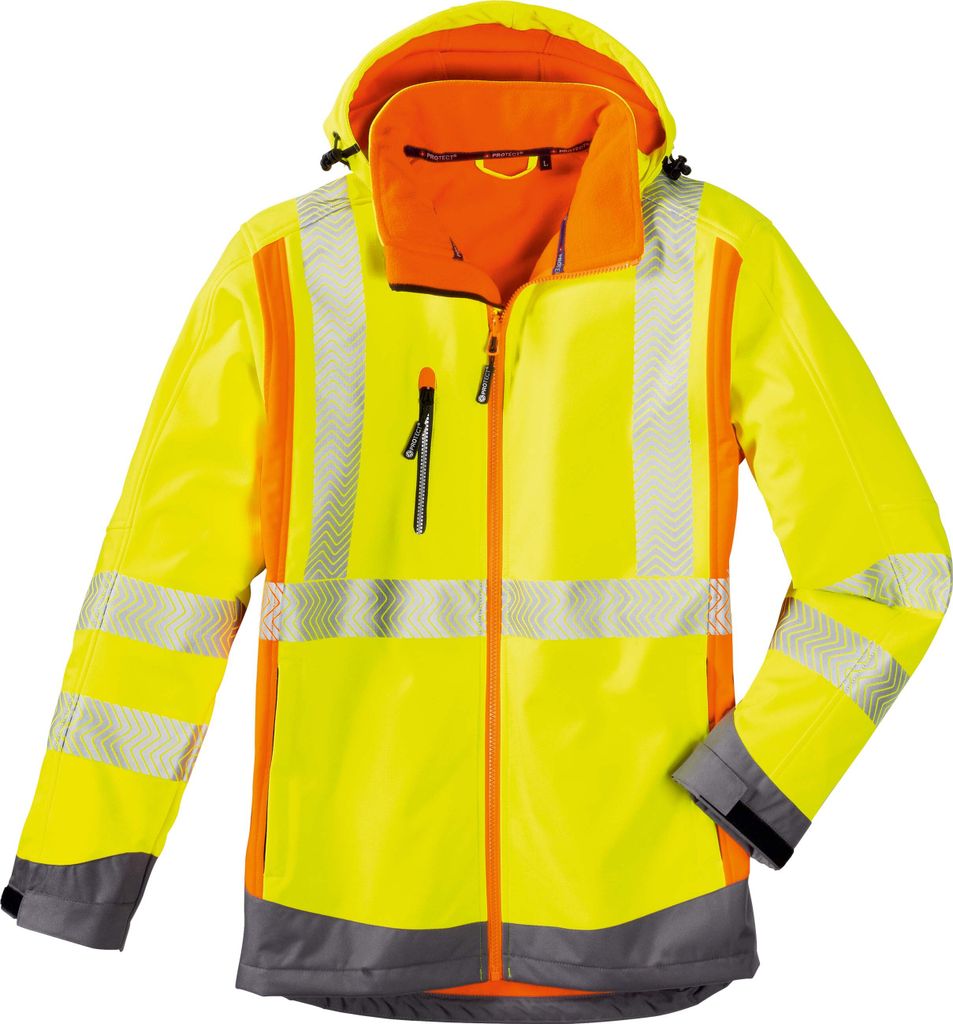4PROTECT Warnschutz-Softshelljacke HOUSTON Leuchtgelb/Leuchtorange 5XL