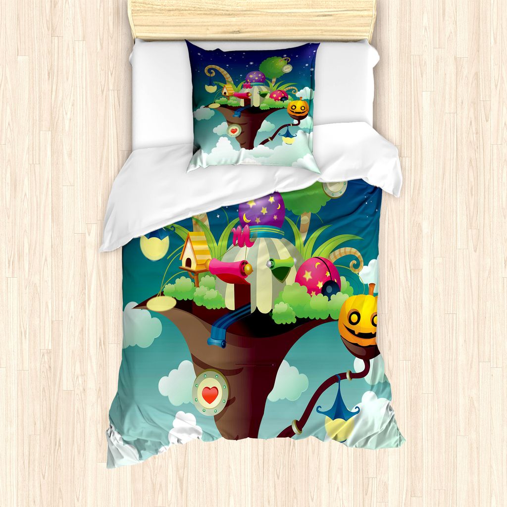 ABAKUHAUS Voliere Bettbezug Set für Einzelbetten, Magie Nest Zelt Kürbis, Milbensicher Allergiker geeignet mit Kissenbezug, 135 cm x 200 cm - 80 ...