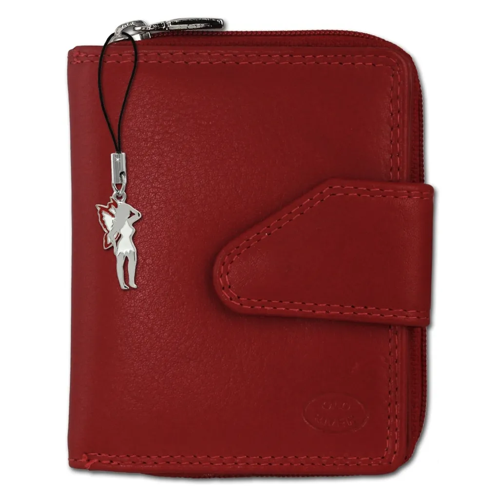 Portafoglio Rosso Compatto Old River OPD104R Pelle e Zip per Donna