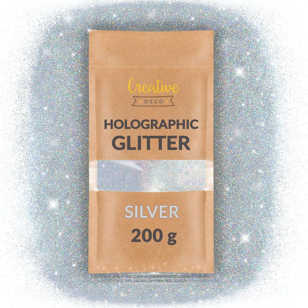 Creative Deco Strieborný holografický brokát | 200 g Obrázok produktu 