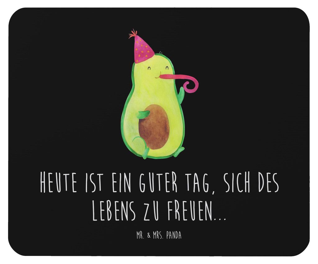 Mr. & Mrs. Panda Mousepad Avocado Feier - Schwarz - Geschenk, Tröte, Mouse Pad, Gute Laune, mausteppich, Geburtstag, Mauspad, pc, laptop, Party