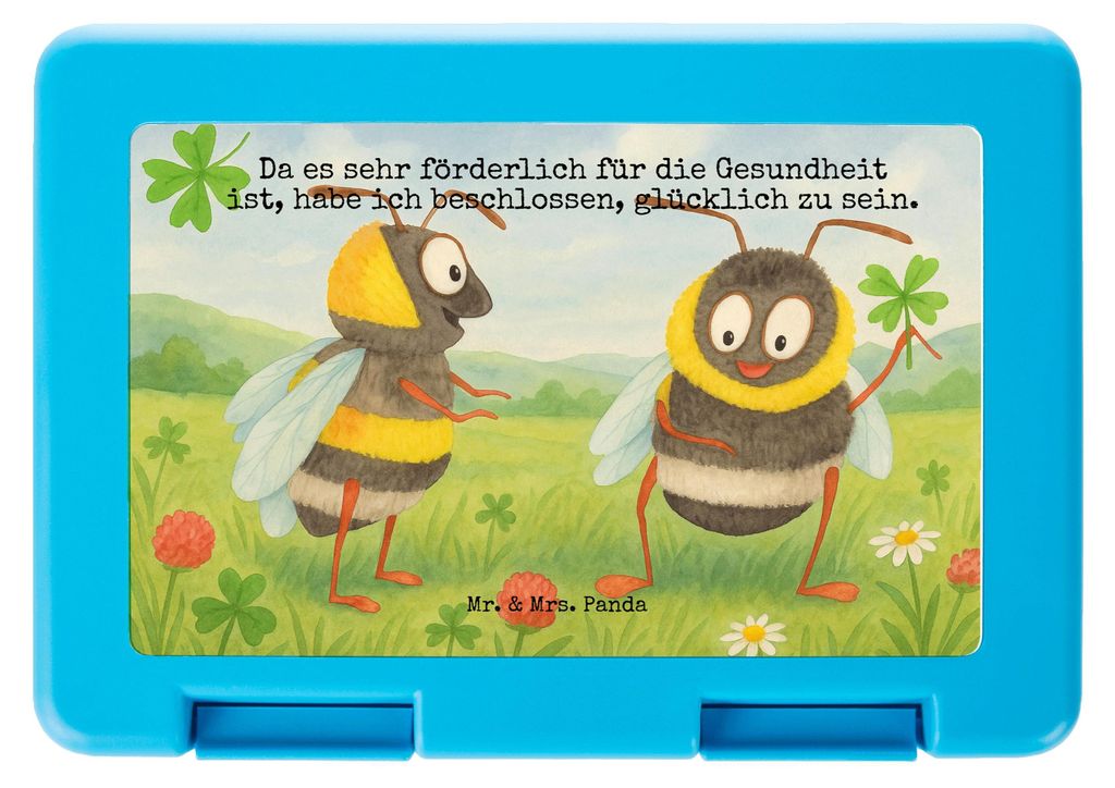 Mr. & Mrs. Panda Bentobox Hummeln Kleeblatt Design - Weiß - Geschenk, Biene, Meal Prep Box, Spruch Positiv, Hummel, Bento, Lustige Sprüche, Vorra...