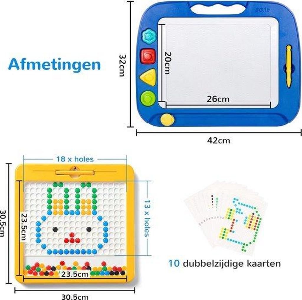 2er Magnetisches Zeichentablet, großes Magnetschetspad für Kinder, kindliches Kunstler Spielzeug für Jungen Mädchen, 3-5 Jahre