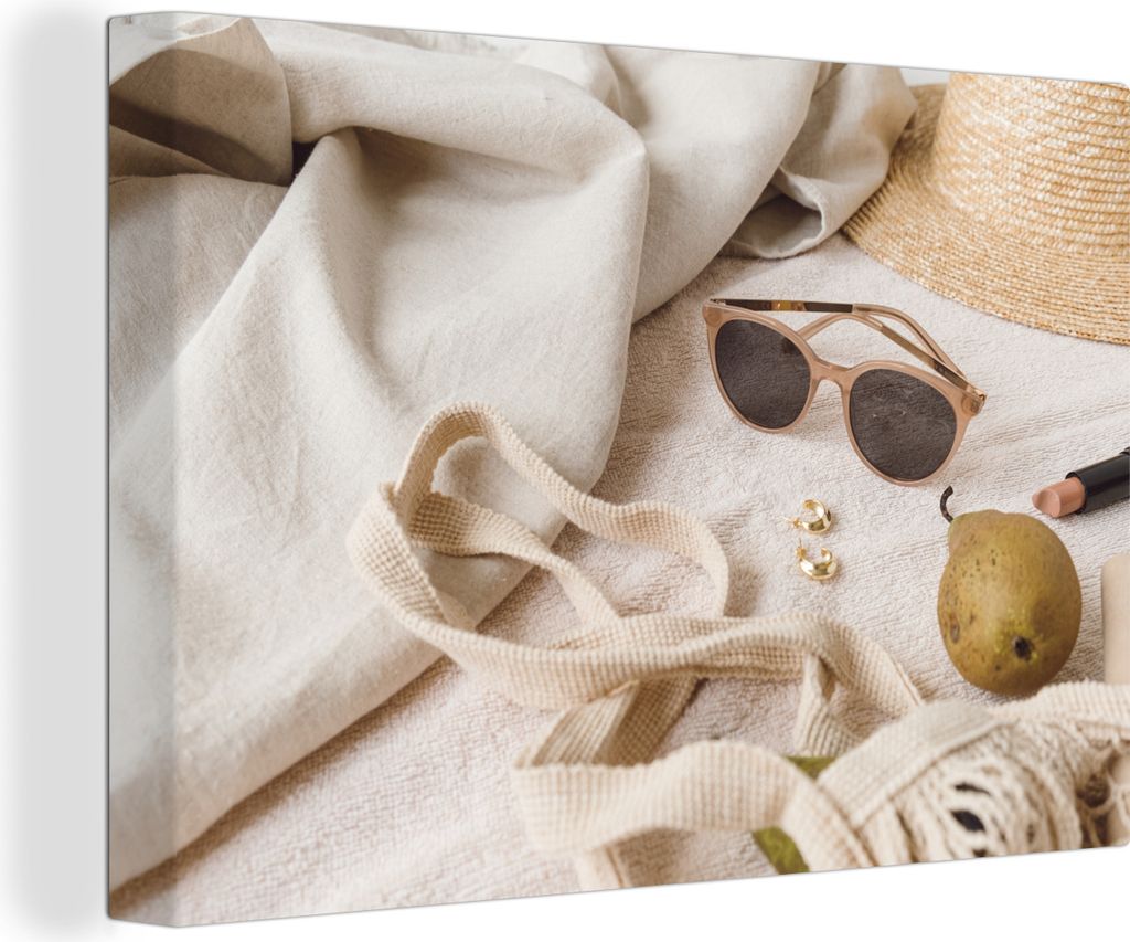 OneMillionCanvasses - Leinwandbilder - 140x90 cm, Sommer - Sonnenbrille - Tasche, Wandbilder Kunstdruck Wanddekoration