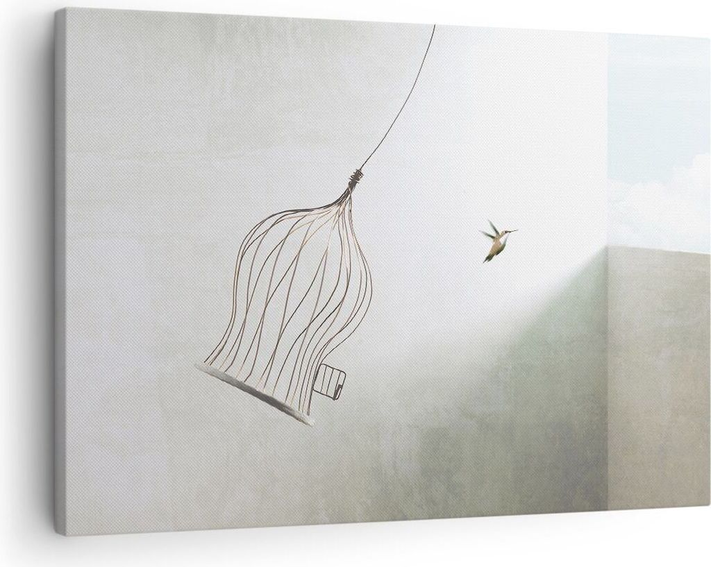 Bild auf Leinwand - Leinwandbild - Einteilig - Flug Vogel Käfig - 70x50cm - Wand Bild - Wanddeko - Wandbilder - Leinwanddruck - Bilder - Wanddekor...