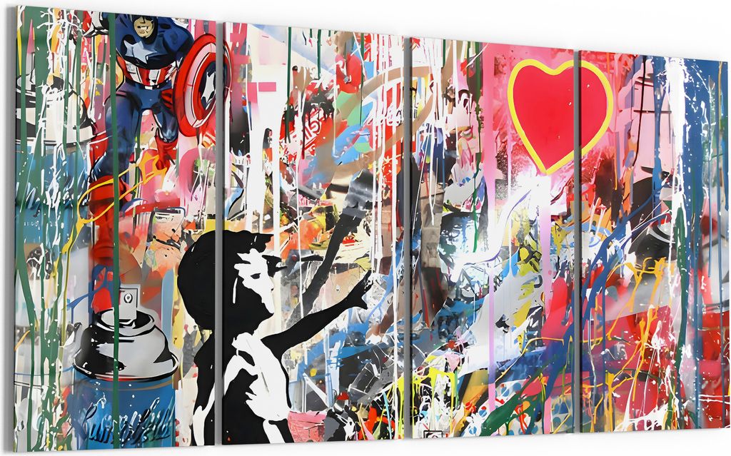 DEQORI Glasbild Echtglas 4x30x60 cm 'Kreativer Farbsprung' Wandbilder XXL groß