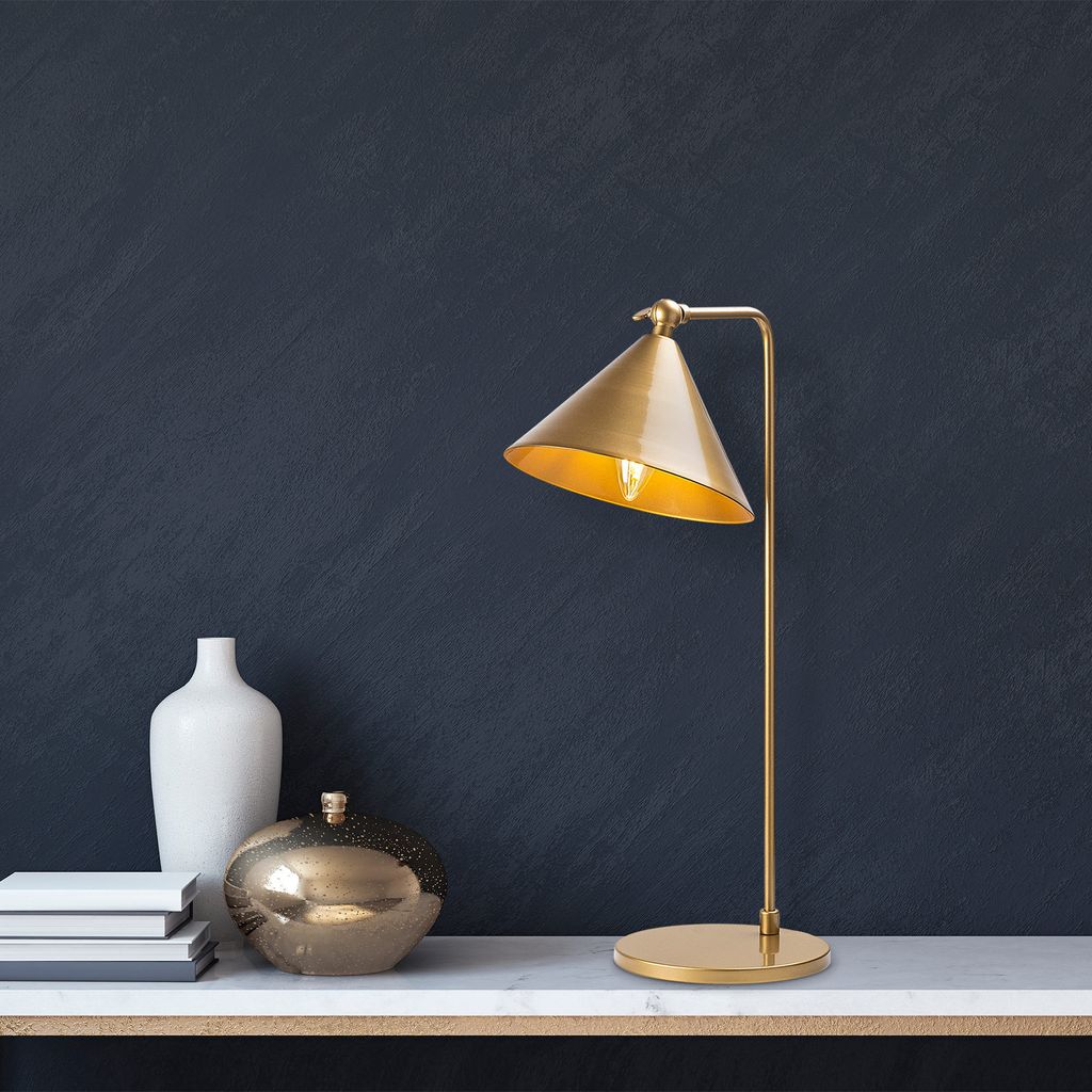 Opviq, Konika- Konika FLG, Gold, Schreibtischlampen, 24 x 26 x 50 cm, Metallkörper
