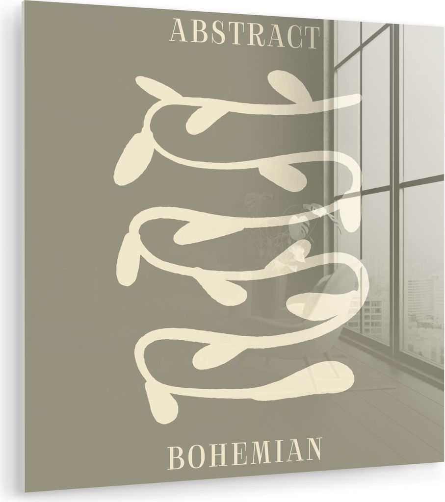 MuchoWow Glasbilder - Bilder auf Wandbild - Foto auf Glas Bohème - Pflanzen - Grün - Abstrakt 20x20 cm Wanddekoration aus Glas - Acrylglasbild - ...