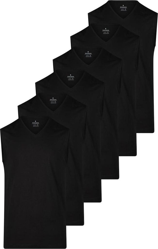 RAGMAN 6er Pack Basic Unterhemd / Tanktop Enganliegende Passform, Verstärkte Nacken- und Schulternaht, Vielseitig kombinierbar