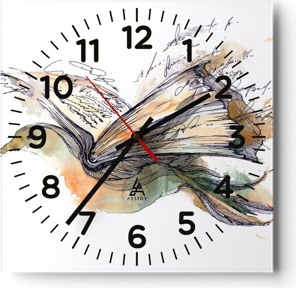 Wanduhr - Quadrat - Glasuhr - Vogel Fantasie Konzept - 40x40cm - Schleichendes Uhrwerk - Lautlos - zum Aufhängen bereit - Dekoration Modern - Wand...