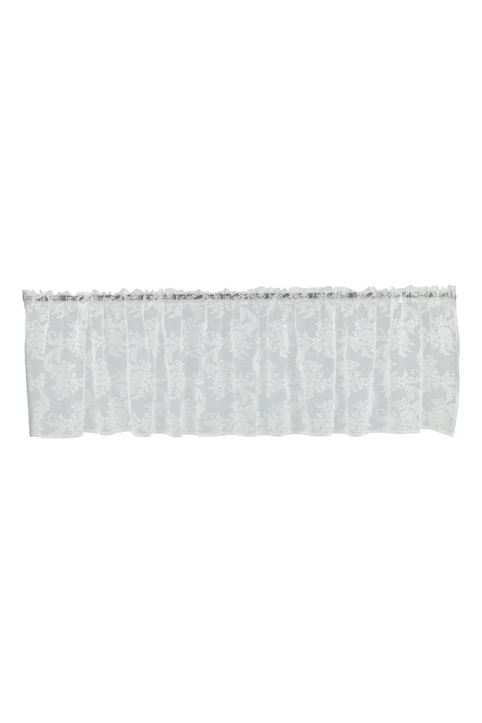 Rideau de fenêtre cuisine 55x250cm blanc, brise-vue Daisy occultant