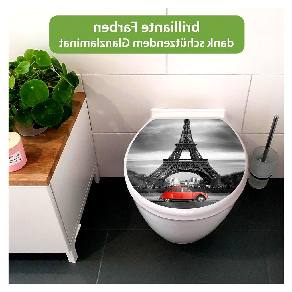 Toilettendeckel mit Absenkautomatik 44,5x37cm - Soft Close Toilettensitz - Klodeckel aus Duroplast mit Edelstahl Scharnieren, einfache Montage - Mo...