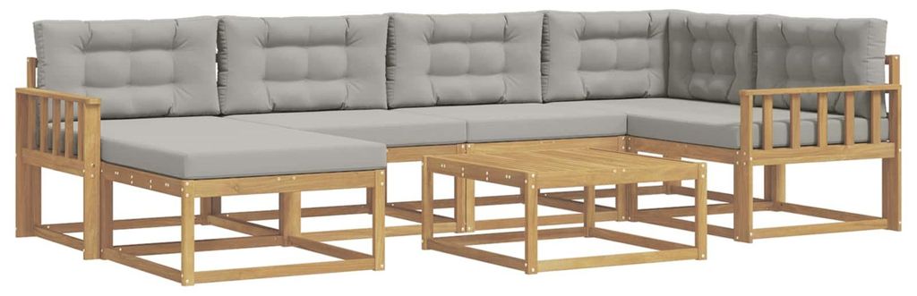 vidaXL Outdoor-Sofagarnitur 7 pcs Weiß und Hellgrau