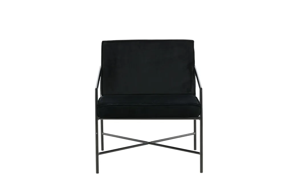 Fauteuil Rakel velours noir - Finition luxueuse et confort premium