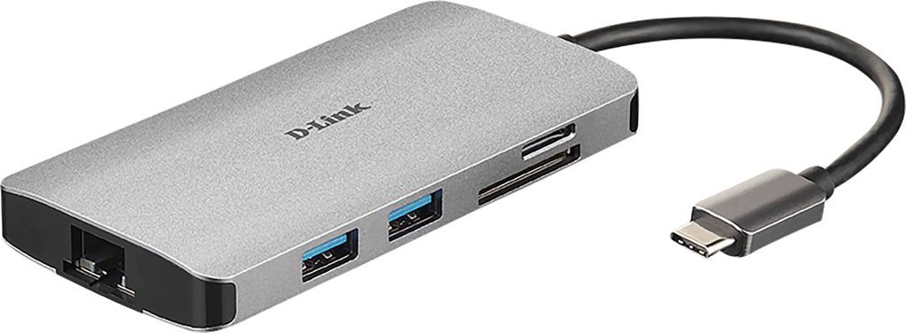 D-Link DUB-M810 USB-C 8-Port USB 3.0 Hub HDMI, Ethernet, Card Reader, Power