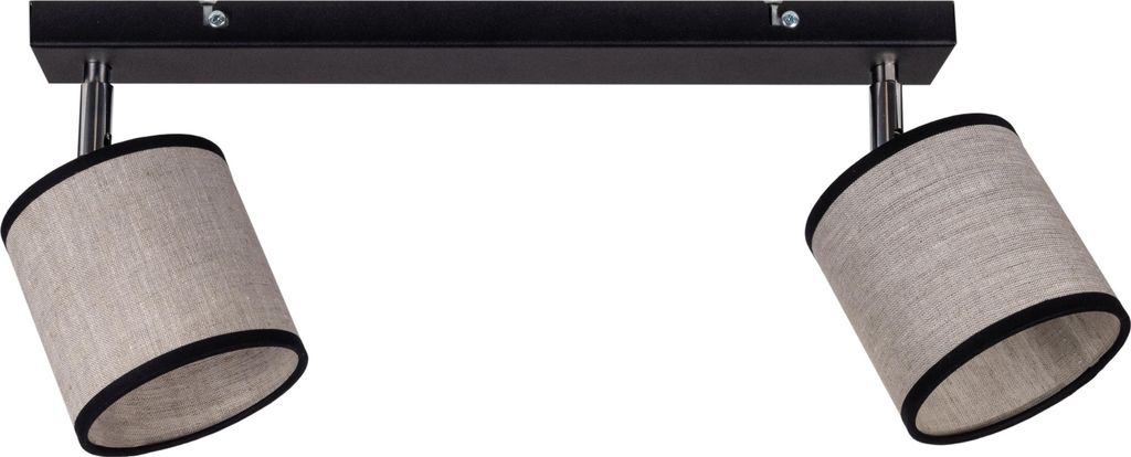 Deckenstrahler Metall Stoff E14 verstellbar Schwarz Beige 2-flammig länglich Modern Spot Lampe Decke