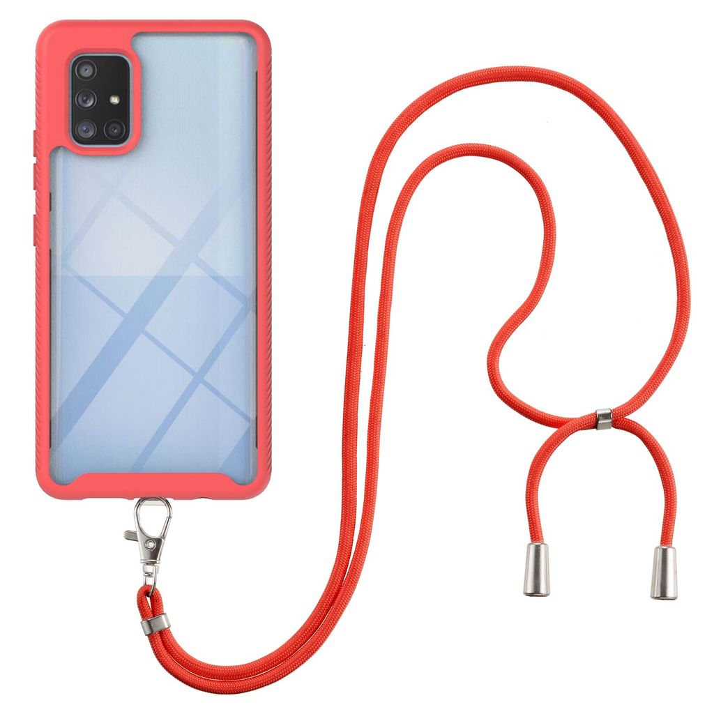 Samsung Galaxy A71 5G Handykette Hülle, Transparente TPU Bumper Ganzkörper Schutzhülle mit Kordel zum Umhängen Necklace Schlüsselband für Sam...