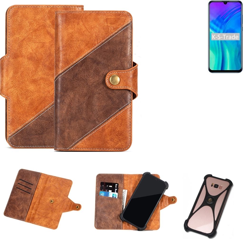 K-S-Trade Handyhülle Schutzhülle Bookstyle Case Wallet-Case kompatibel mit Huawei Honor 20 Cover Klapphülle Kantenschutz Smartphone dunkelbraun