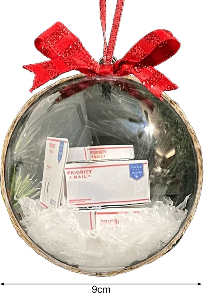 Kreative lustige Weihnachtsgeschenk Ornament DIY Handwerk Geschenkbox innen klare runde Kugel Schleife Lanyard Weihnachten dekorative Anhänger