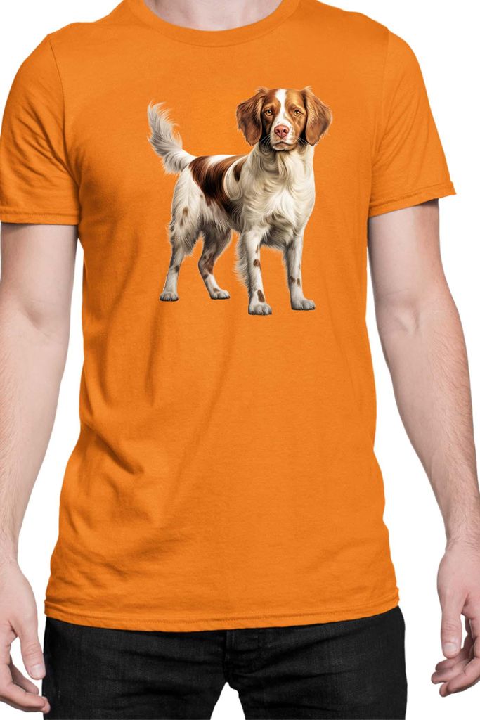 Herren T-Shirt Dogs Breeds Brittany Dog Breed 007, Man XL / Orange