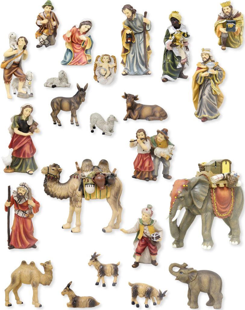 23x FADEDA Mathias-Krippenfiguren / Höhe:11 cm / handbemalt / detailgetreue Krippen Figuren - Weihnachten Tisch Dekoration Krippe Zubehör