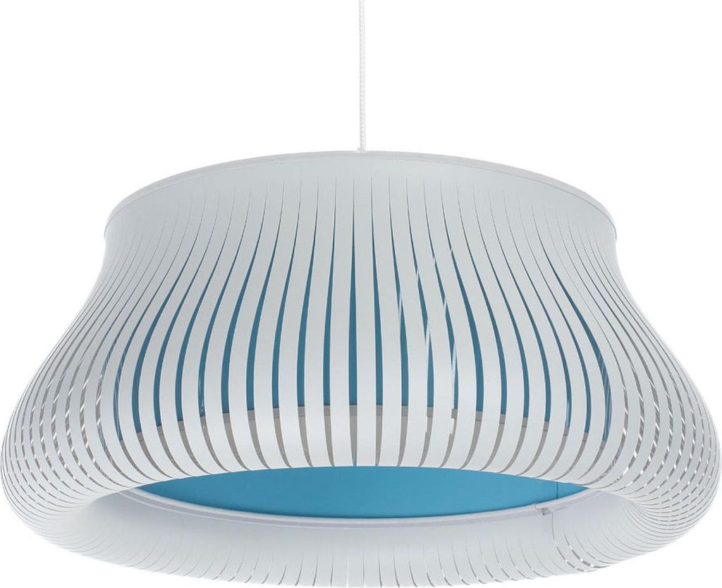 Hängeleuchte E27 Ø 40 cm rund H: max. 82 cm Weiß Blau Modern