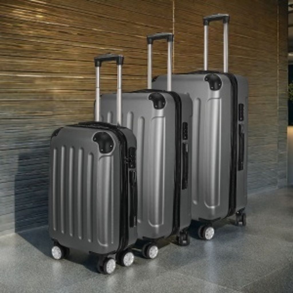 UnboxG Kofferset 3 Teilig grau Hartschale Reisekoffer ABS Produktbild 