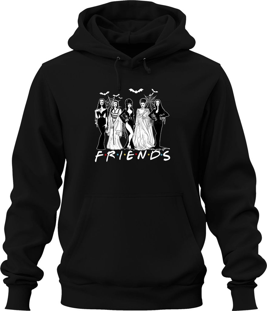 FRIENDS Halloween Gothic Vampirinnen Braut Munster Spinnenweben Uni Hoodie Kapuzenpullover, Schwarz, M