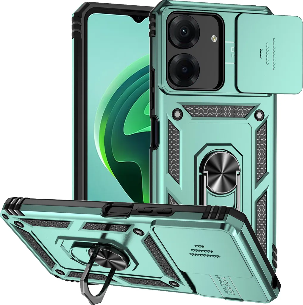 Custodia Xiaomi Redmi 13C / Poco C65 con Protezione Camera e Anello