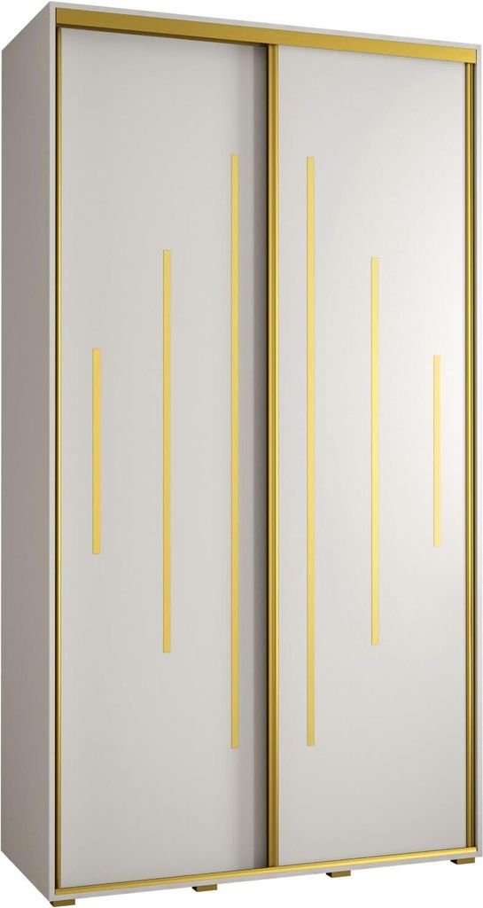 MEBLE KRYSPOL Davos 12 Schrank, zwei Türen - 235,2x130x60 cm - Weiß Weiß Gold