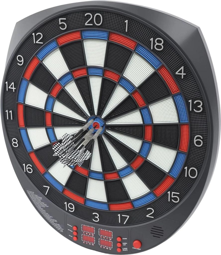 Elektronische Dartscheibe - Dartboard Set - Automatische Punktezählung - Multiplayer - 6 Darts - Für Zuhause und Büro - Ab 8 Jahren - Schwarz