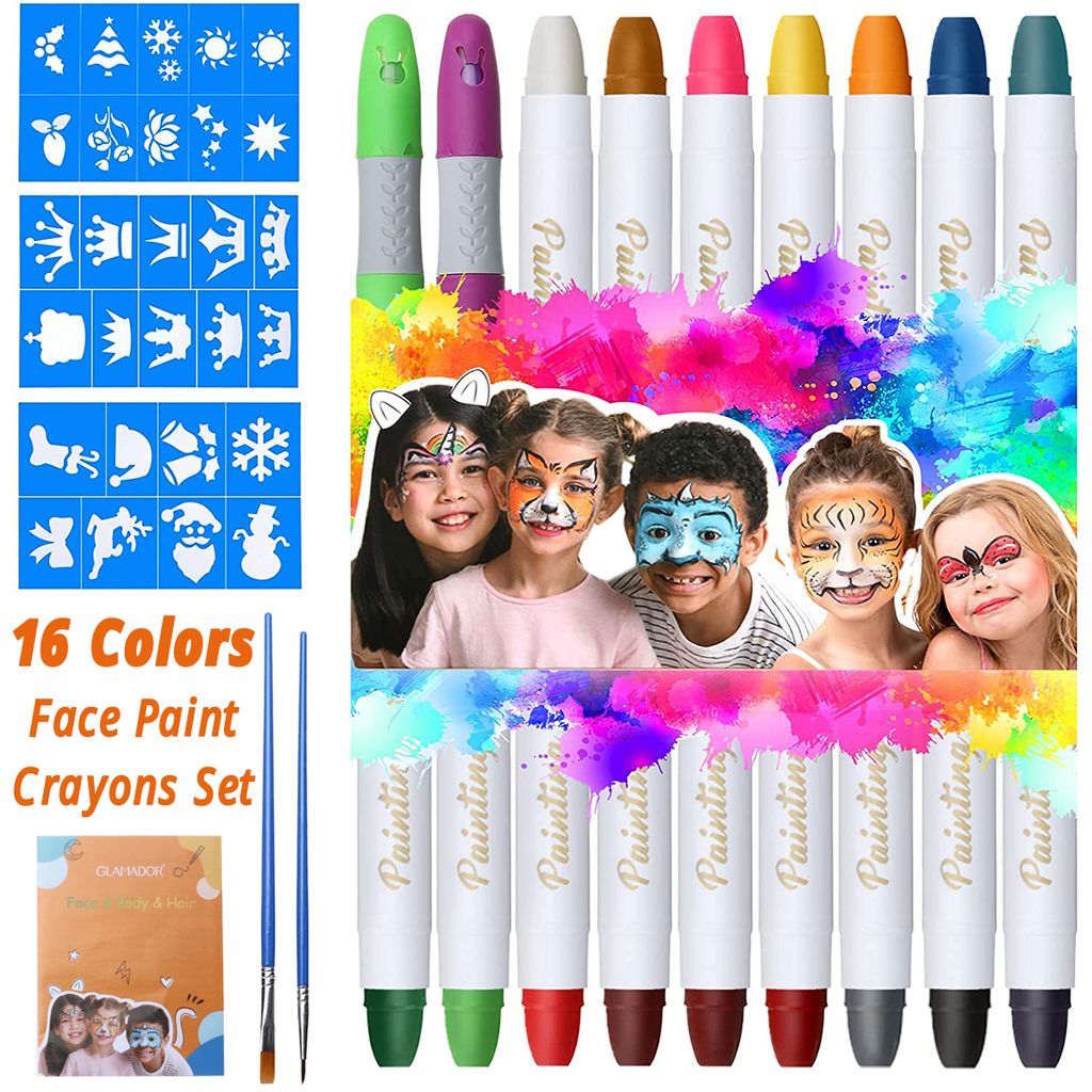 6 Schminkstifte für Halloween Karneval und Kinderschminken in Schminkbox 