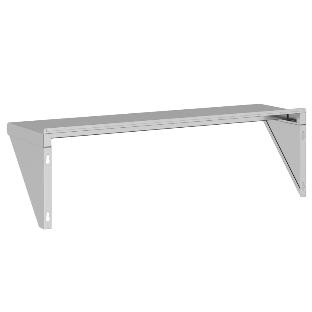 Scaffale Parete Acciaio Inox 100x30x31 cm Argento | Design Industriale - 7