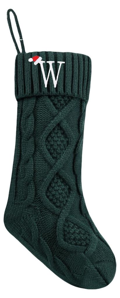 Weihnachtsstrümpfe mit Initialen, 45 cm groß, bestickt, Monogramm, gestrickt, festliche Familien-Weihnachtsstrumpf für Kaminpartys